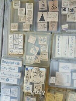 Stampin' Up! Lot of Various Styles Wood Mounted Rubber Stamp Set Holiday, Border
