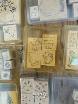 Stampin' Up! Lot of Various Styles Wood Mounted Rubber Stamp Set Holiday, Border