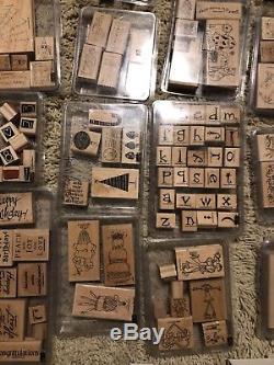 Stampin Up MEGA Lot Over 60 Complete Stamp Sets, Ink, 100s Of Wood Mounted