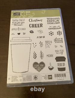 Stampin' Up! MERRY CAFE Stamp Set Coffee Cup Christmas Cheer Perk Up Halloween