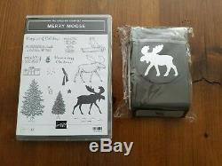 Stampin Up MERRY MOOSE Stamp Set & MOOSE PUNCH Used & New