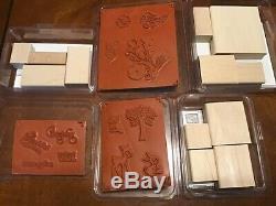 Stampin Up! New Unmounted Rubber Wood Lot of 13 Retired Stamp Sets