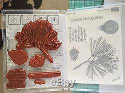 Stampin' Up Ornamental Pine Red Rubber Unmounted Stamp Sets Lightly Used
