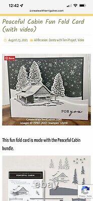 Stampin' Up! PEACEFUL CABIN stamp set, Cabin dies, & 12x12 Peaceful Place DSP