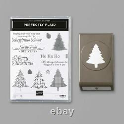 Stampin Up Perfectly Plaid Stamp Set & Pine Tree Punch NEW Christmas Holidays
