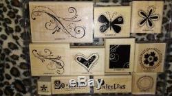 Stampin Up Priceless Butterfly Flower Heart Ornate Wood Mount Stamp Set EUC