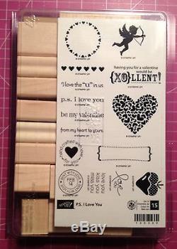 Stampin Up! RETIRED P. S. I Love You Stamp Set Valentine's Day Heart Cupid
