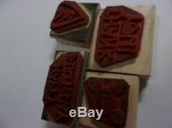 Stampin' Up! RETIRED Set Wood Mounted Red Rubber, well loved, staining