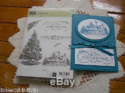 Stampin Up- Rare-CHRISTMAS LODGE- Set of 6 Clear Mounts-Retired- Bonus Card