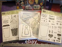 Stampin Up Rare Craft Stamps Set Dies Coffee Cups Cafe Authentic Merry To Go