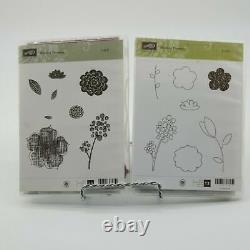 Stampin' Up! Red Rubber Cling Stamp Set Raining Flowers Set 1 & 2 Floral 2 Step