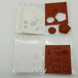 Stampin' Up! Red Rubber Cling Stamp Set Raining Flowers Set 1 & 2 Floral 2 Step