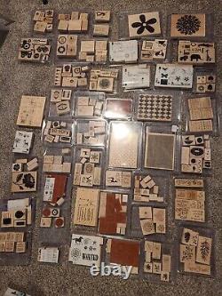 Stampin Up Red Rubber Wood Stamp Lot. Great Condition, 50 sets, 250 + stamps