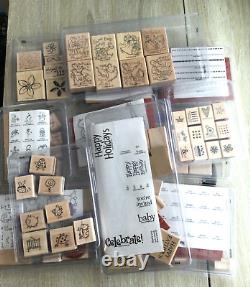 Stampin Up! Retired Rubber Stamps Sets Vintage Huge Lot USED & NEW Over 130