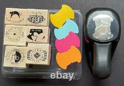 Stampin Up Round Tab Paper Punch & Party Punch Rubber Stamp Set Scrapbooking