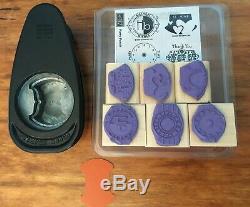 Stampin Up Round Tab Punch & Party Punch Rubber Stamp Set Scrapbookin Cardmaking