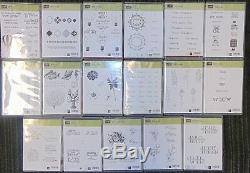 Stampin Up Rubber Stamp Lot 17 Sets Most Unused words phrases flower mosaic tide