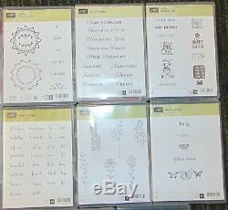 Stampin Up Rubber Stamp Lot 17 Sets Most Unused words phrases flower mosaic tide