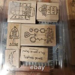 Stampin' Up! Rubber Stamp Lot Of 46 Stamps 8 Sets Vintage Retired From 1998-06