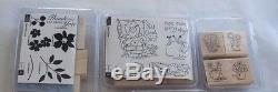 Stampin' Up Rubber Stamp Sets 8 Sets Wooden Blocks Flowers, Sayings, Animals