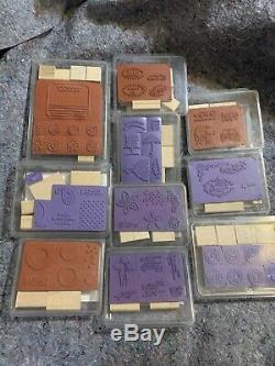 Stampin' Up! Rubber Stamp Sets- Lot of 10 Retired Unmounted Wood Block