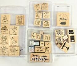 Stampin' Up Rubber Stamp Sets Retired Assorted +3 Paper Stamps Lot of 140 +