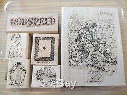 Stampin Up Rubber Wood Stamp Set Godspeed Military Soldier Canteen