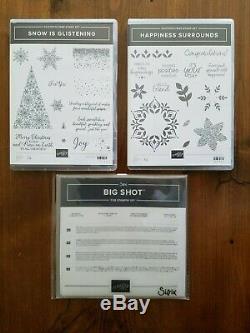 Stampin Up SNOW IS GLISTENING & HAPPINESS SURROUNDS Stamp Sets & SNOWFALL Dies