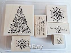Stampin' Up! SNOW SWIRLED Rubber Stamp / Set of 6 / Christmas, Holiday, Tree