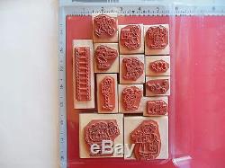 Stampin Up Santa's Elves Christmas Helpers Holiday Rare Rubber Stamp Set