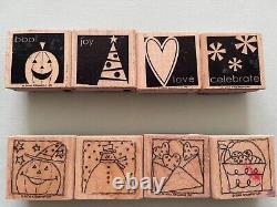 Stampin' Up! Say it Simply & Festive Four Stamp Set Pumpkin, Heart, snowman