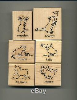 Stampin Up Set STORYBOOK FRIENDS fox cat dog lamb bunny duck mounted no case
