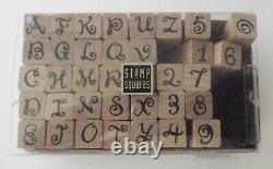 Stampin Up Simply Serif Alphabet 56 & Stamp Squares 36 Wood Mount Rubber Stamps
