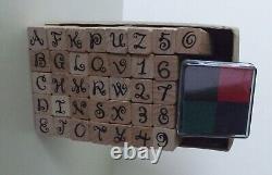 Stampin Up Simply Serif Alphabet 56 & Stamp Squares 36 Wood Mount Rubber Stamps