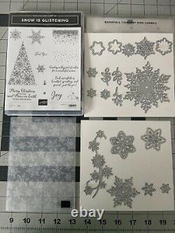 Stampin Up Snow is Glistening Set with Dies and Winter Snow Embossing Folder