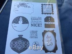 Stampin Up Stamp Kit Set Case tags til christmas snowman gift pine cone ornament