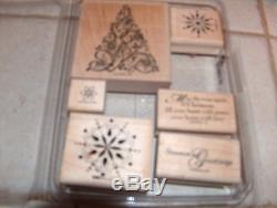 Stampin Up! Stamp Set Snow Swirled wood mount set of six