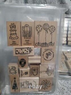 Stampin Up Stamp Sets Lot of 84 Stamps, Phrases, Christmas, Halloween Animals etc