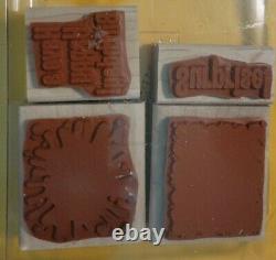 Stampin Up Surprise Birthday Set Of 4 Wood Mount Rubber Stamps New