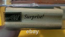 Stampin Up Surprise Birthday Set Of 4 Wood Mount Rubber Stamps New