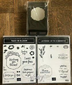 Stampin Up TAGS IN BLOOM, LAYERED with KINDNESS Stamp sets & PUNCH Bundle