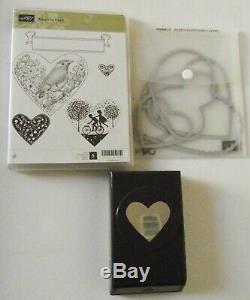Stampin Up Take It To Heart (5) Clear Mount Stamp Set Heart Framelits & Punch