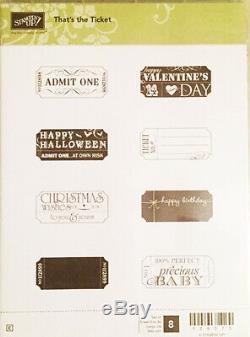 Stampin Up That's The Ticket (8) Clear Mount Oval Stamp Set New Ticket Punch