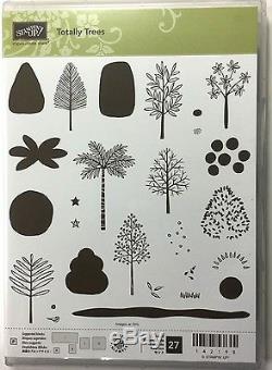 Stampin Up Totally Trees Rubber Stamp Set Forest Pine Palm Silhouette Sun Leaves