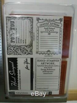 Stampin Up Trading Collection Hand Stamped Htf Set Wood Rubber Stamps New A22954
