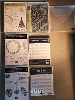 Stampin Up! USED, RETIRED, Lot of 9 Stamps Sets and Coordinating Dies