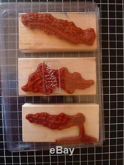Stampin Up! WANDERING WORDS Set of 3 Santa Sleigh, Mailbox and Hearts, Leaves