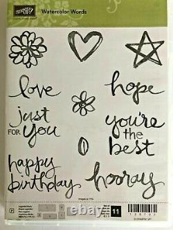Stampin' Up! WATERCOLOR WORDS (11) Stamps Set Photopolymer Happy Birthday, L