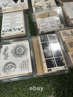 Stampin Up WOOD STAMPS Lot of 28 Sets With Roller + Accessories New & Some Used