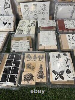 Stampin Up WOOD STAMPS Lot of 28 Sets With Roller + Accessories New & Some Used